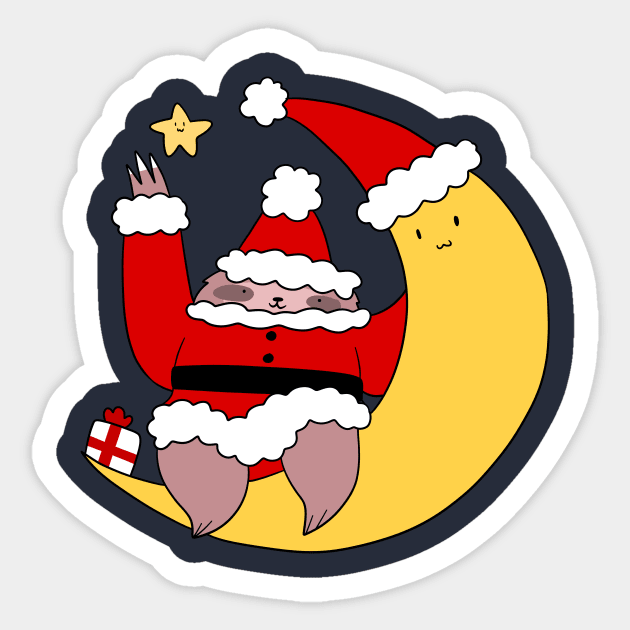 Santa Claus Sloth and Moon Sticker by saradaboru